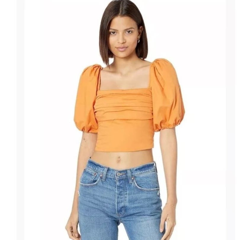 Abercrombie & Fitch Orange Puff Sleeve Blouse